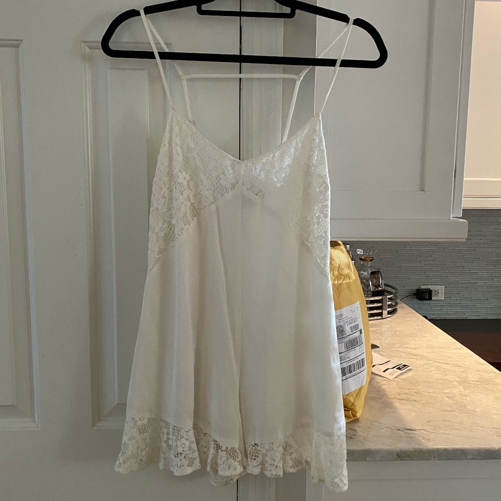 Cream/white skinny strap romper